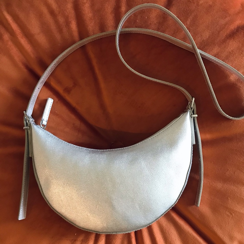 Silver Crescent Crossbody/Top Handle Bag